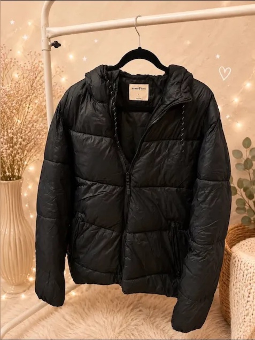Men’s Hooded Puffer Jacket - Navy Blue